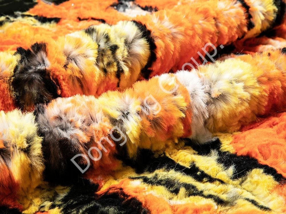 7KT0362-ขนกระต่ายพิมพ์ลายสีขาว faux fur fabric