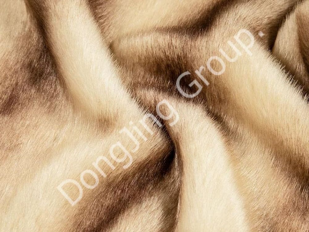 8HP0522-สีเบจพิมพ์มิงค์ faux fur fabric