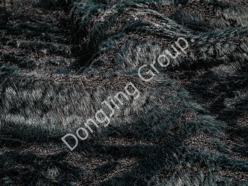 8HW0263-ขนกระต่ายแรบบิทสีน้ำเงินเข้มยกสีดำ faux fur fabric