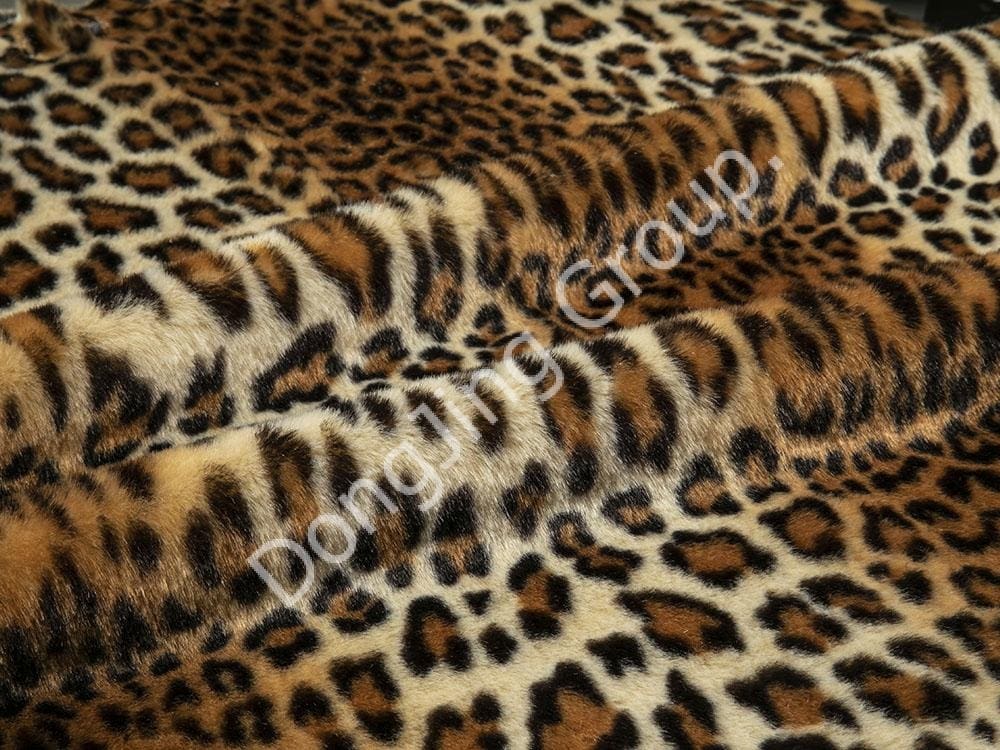 8KY0017-ลายเสือดาวอินเดียสีเบจ faux fur fabric