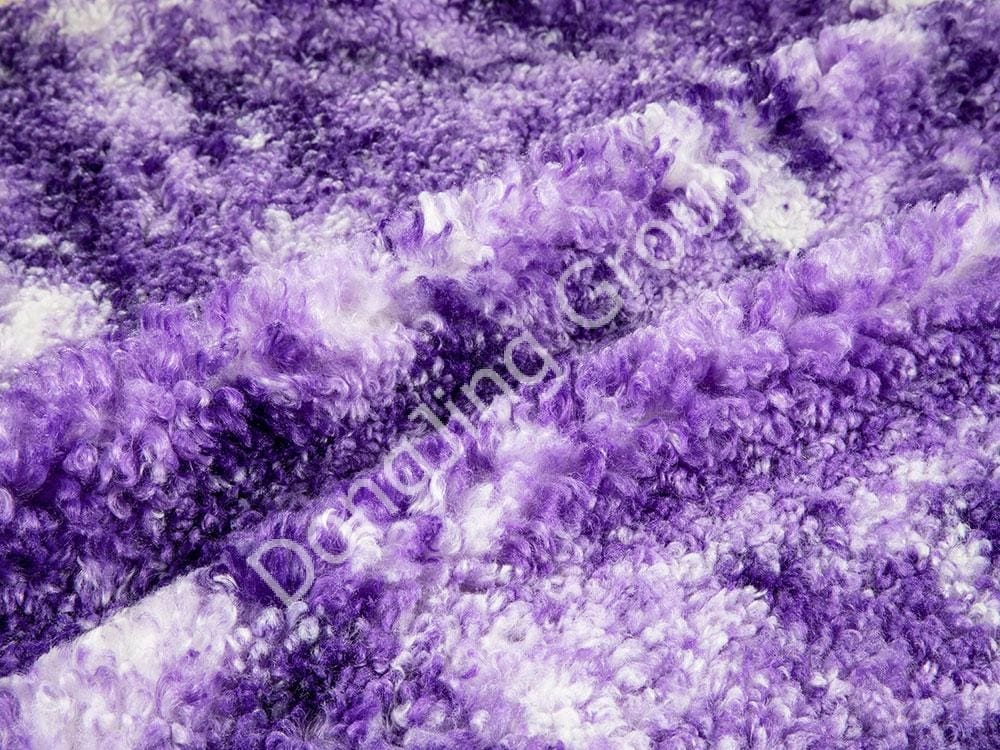 8T0821-ตาข่ายกลมสีม่วง มัดม้วนยุ่ง สีเดียวกัน มัดไหมพรม faux fur fabric