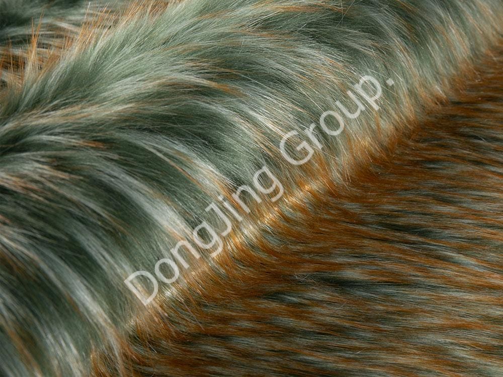 8W1809-เกี๊ยวขนสีเหลืองแหลมสีเขียวเข้ม faux fur fabric