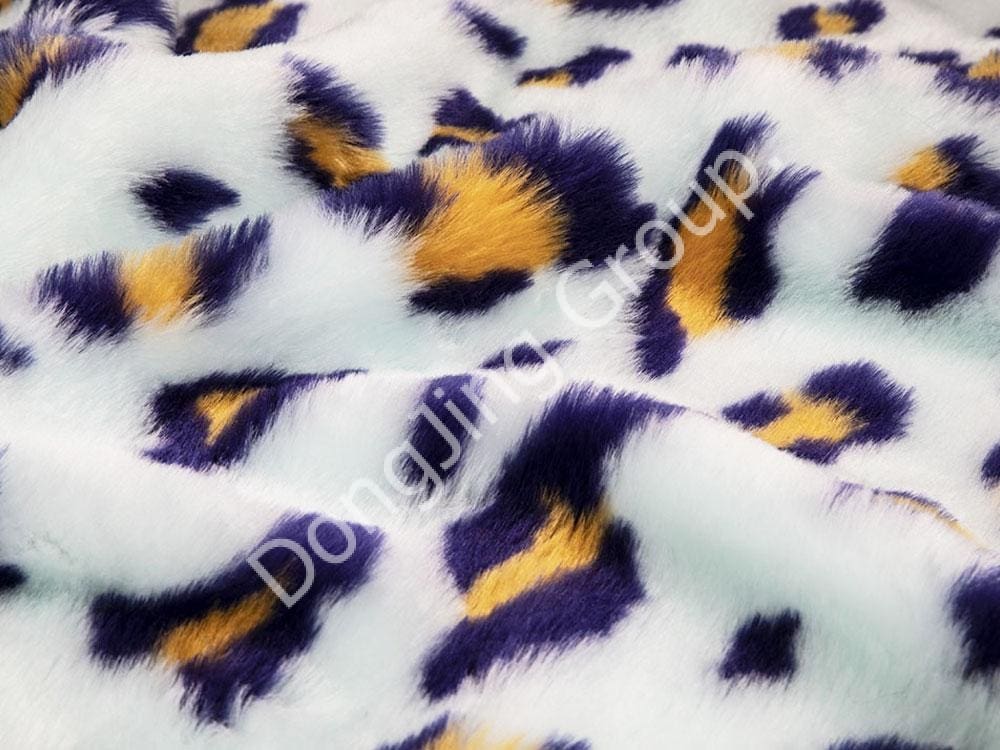 9HW0390- jacquard สามสี (สีเหลือง Landi) ลายเสือดาวเสือดาววงกลม faux fur fabric