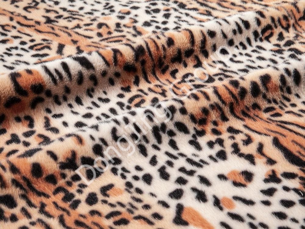 9KT0303-ลายเสือโคร่งสีชมพูลายเสือดาว faux fur fabric