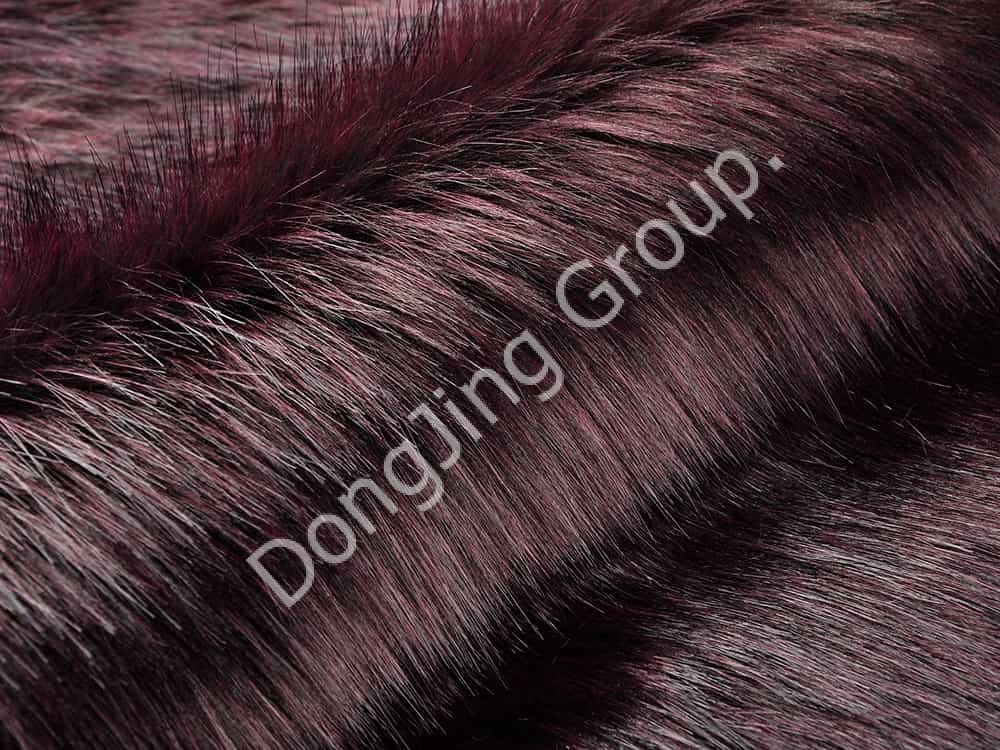 DP0663-ปลายย้อมสีเทาเข้มและสีแดงไวน์ faux fur fabric